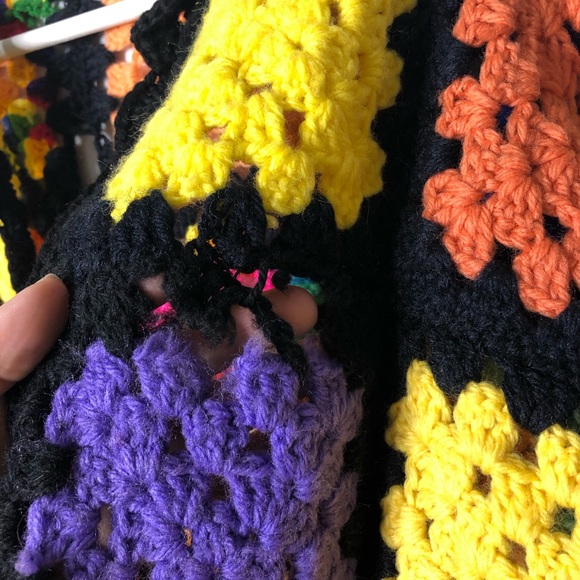 Vintage Granny Square Knitted Afghan Cardigan - Picture 4 of 6